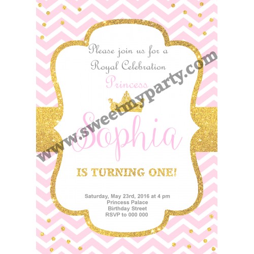 Pink and Gold Birthday Party Invitation,(003kidspag)